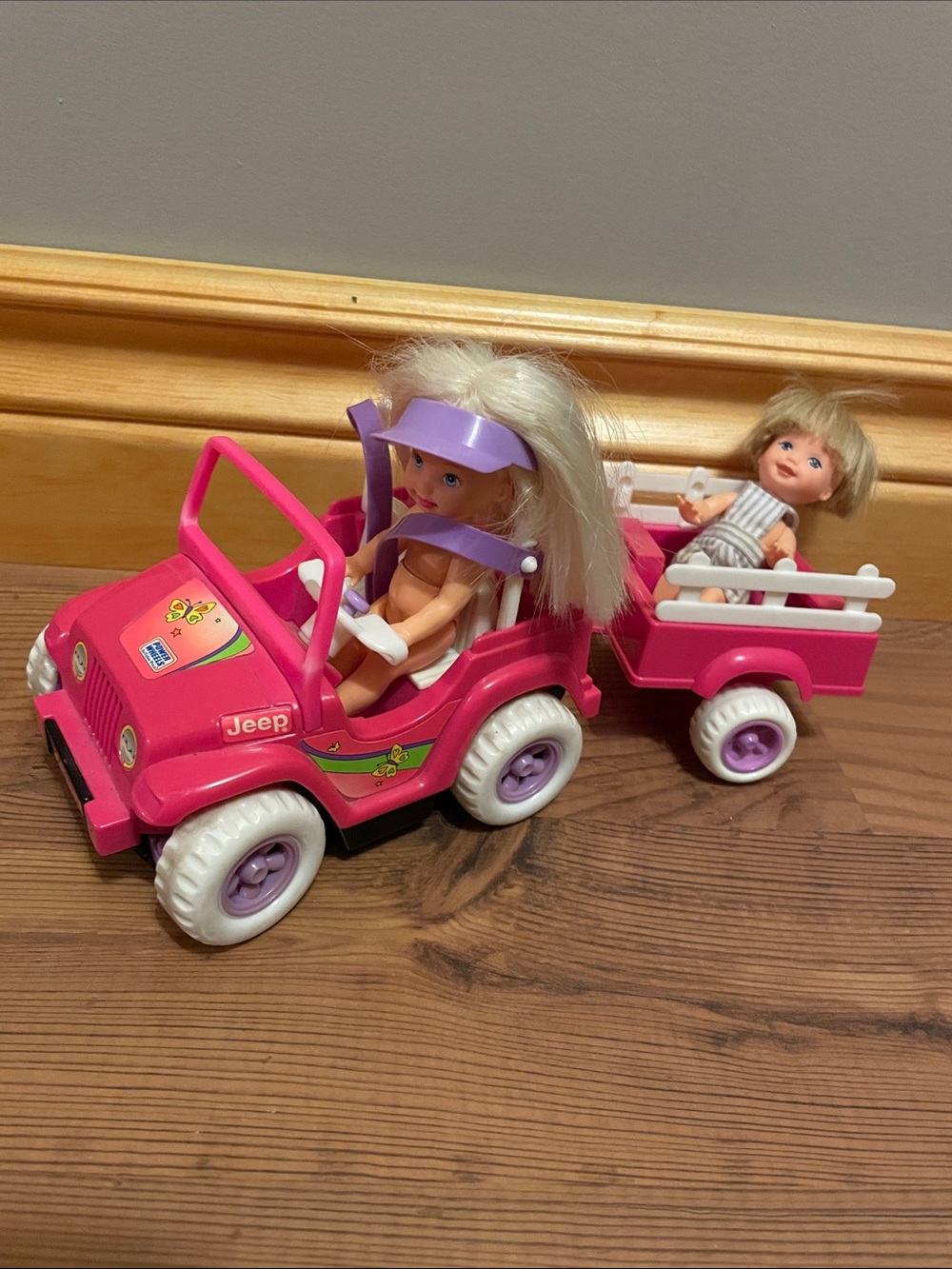 Barbie Power Wheels Kelly & Tommy Pink Jeep & Wagon Mattel 1997